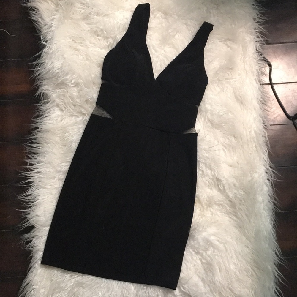 Crystal Doll black w mesh bodycon dress